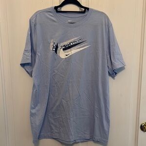 Nike Blue Short Sleeve Tee with Artistic Swoosh